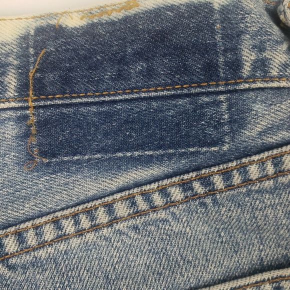 The Laundry Room Bleached Denim Texas Flag Shorts Sz M Redone Levis 615 - Picture 4 of 12